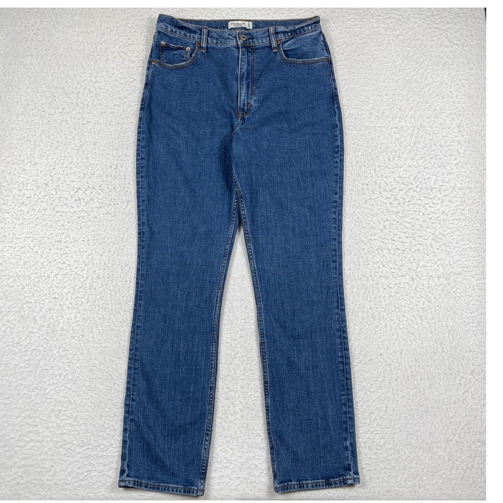 Abercrombie‎ & Fitch Slim Straight Jeans Womens 31/12 Blue Ultra High Rise Denim